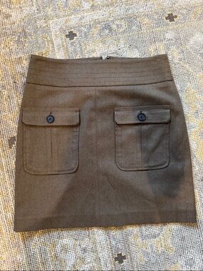 LOFT Olive Green Mini Skirt with Button Flap Pockets
